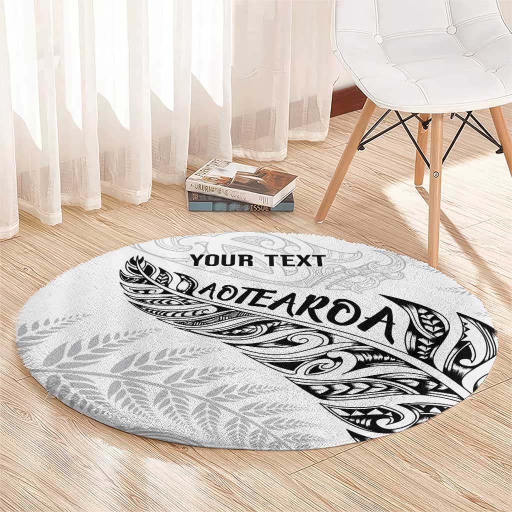 Aotearoa Personalized Lawn Bowls Maori Round Carpet New Zealand White Tribal Silver Fern LT7 - Polynesian Pride