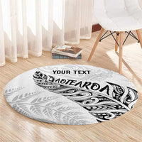 Aotearoa Personalized Lawn Bowls Maori Round Carpet New Zealand White Tribal Silver Fern LT7 - Polynesian Pride