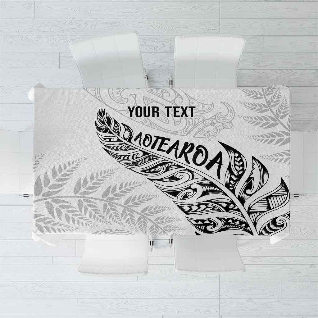 Aotearoa Personalized Lawn Bowls Maori Tablecloth New Zealand White Tribal Silver Fern LT7 White - Polynesian Pride