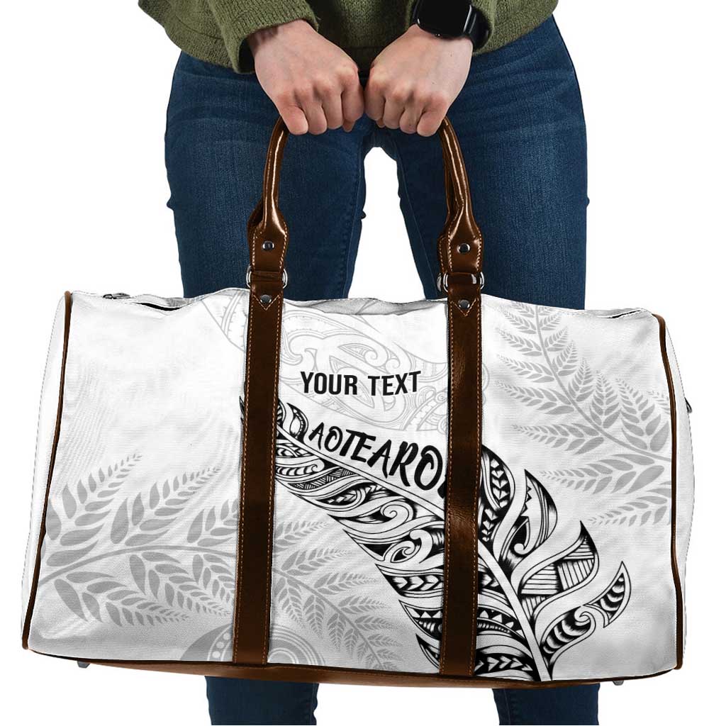 Aotearoa Personalized Lawn Bowls Maori Travel Bag New Zealand White Tribal Silver Fern LT7 White - Polynesian Pride