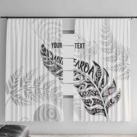 Aotearoa Personalized Lawn Bowls Maori Window Curtain New Zealand White Tribal Silver Fern LT7 With Hooks White - Polynesian Pride