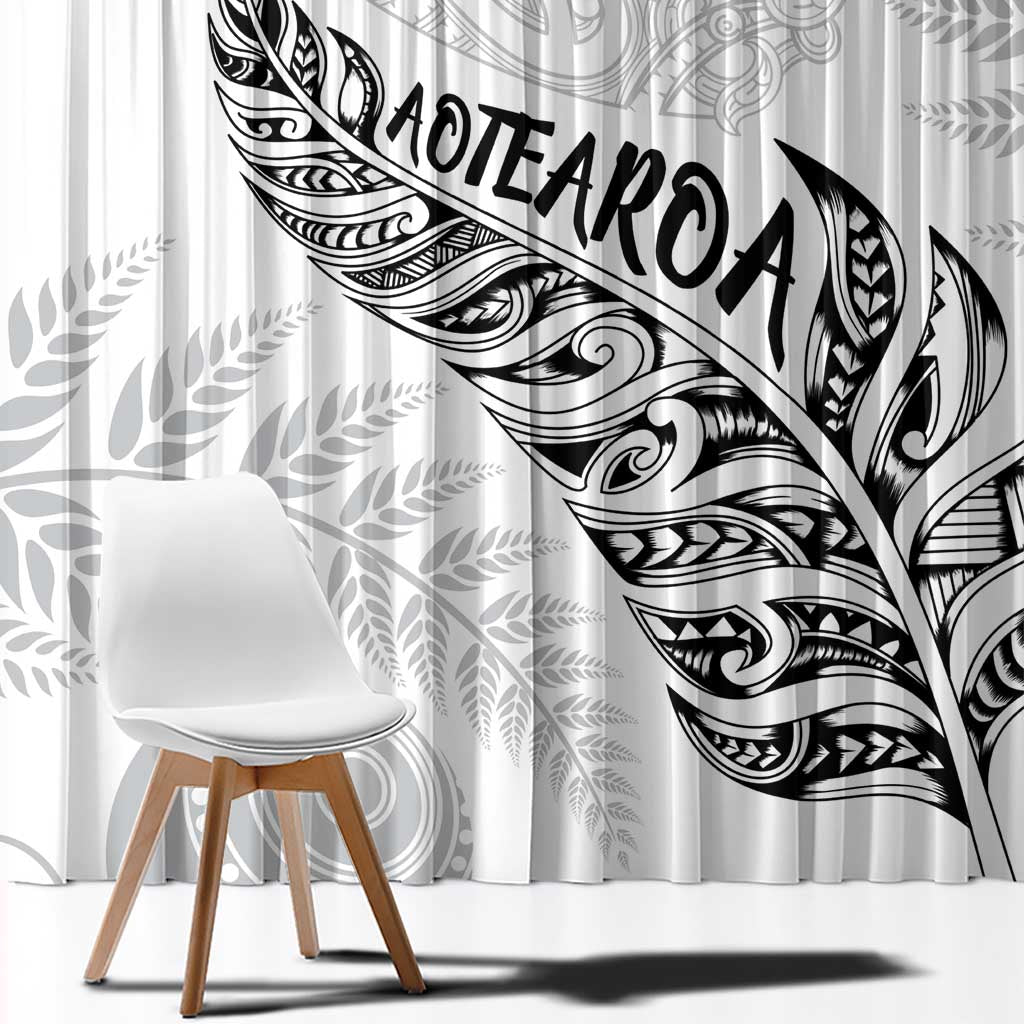 Aotearoa Personalized Lawn Bowls Maori Window Curtain New Zealand White Tribal Silver Fern LT7 - Polynesian Pride