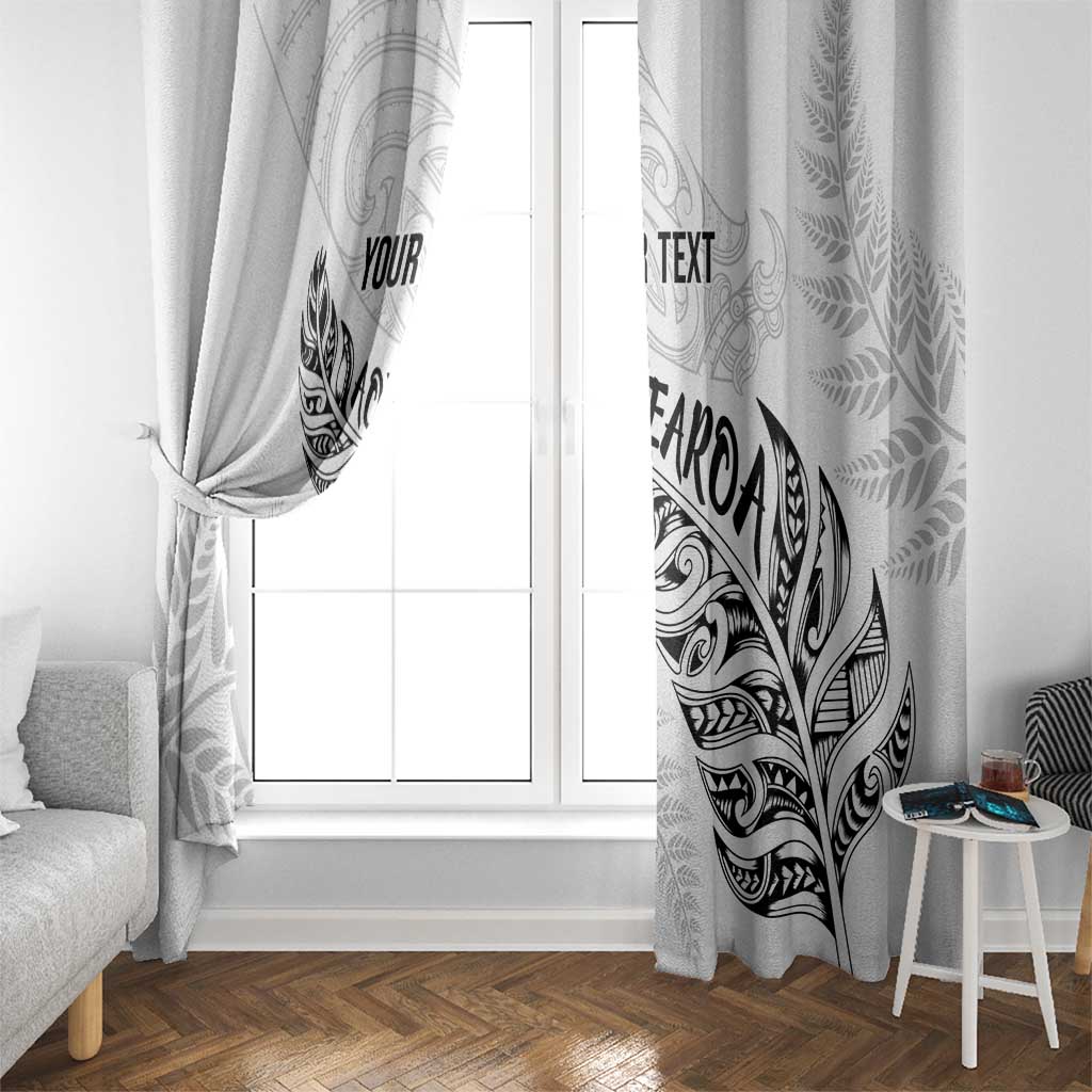 Aotearoa Personalized Lawn Bowls Maori Window Curtain New Zealand White Tribal Silver Fern LT7 - Polynesian Pride