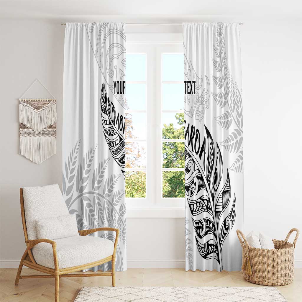 Aotearoa Personalized Lawn Bowls Maori Window Curtain New Zealand White Tribal Silver Fern LT7 - Polynesian Pride