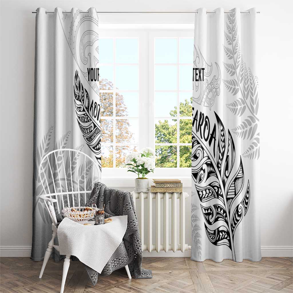 Aotearoa Personalized Lawn Bowls Maori Window Curtain New Zealand White Tribal Silver Fern LT7 - Polynesian Pride