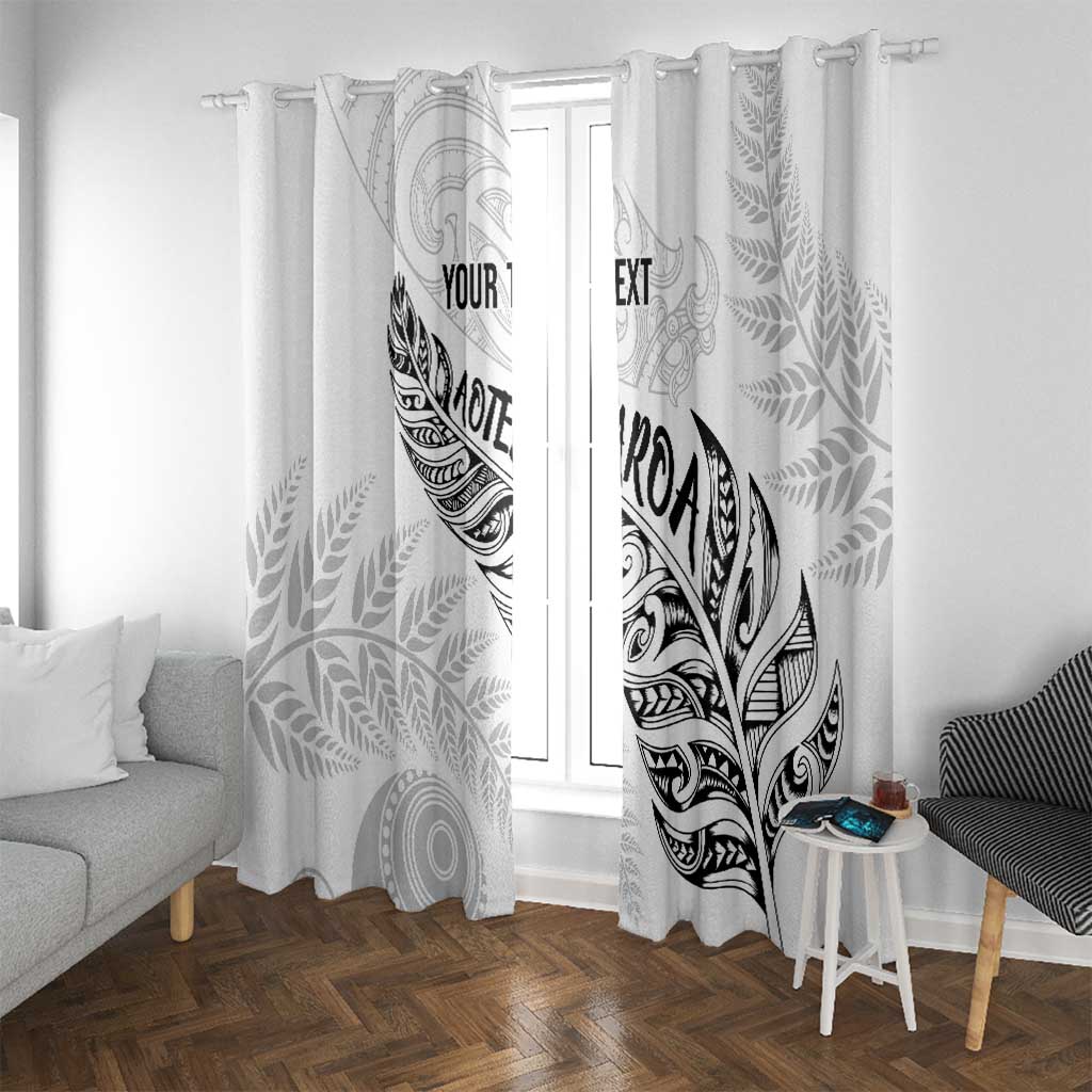 Aotearoa Personalized Lawn Bowls Maori Window Curtain New Zealand White Tribal Silver Fern LT7 With Grommets White - Polynesian Pride