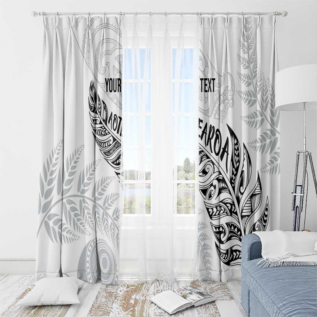 Aotearoa Personalized Lawn Bowls Maori Window Curtain New Zealand White Tribal Silver Fern LT7 - Polynesian Pride