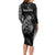 Personalised Maori Waitangi Long Sleeve Bodycon Dress New Zealand Silver Fern Mix Kowhai Flowers LT7 - Polynesian Pride