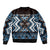 Personalised Taniko Motifs Aotearoa Bomber Jacket Waitangi Kowhaiwhai Kiwi - Blue