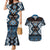 Personalised Taniko Motifs Aotearoa Couples Matching Mermaid Dress and Hawaiian Shirt Waitangi Kowhaiwhai Kiwi - Blue