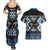 Personalised Taniko Motifs Aotearoa Couples Matching Summer Maxi Dress and Hawaiian Shirt Waitangi Kowhaiwhai Kiwi - Blue