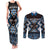 Personalised Taniko Motifs Aotearoa Couples Matching Tank Maxi Dress and Long Sleeve Button Shirt Waitangi Kowhaiwhai Kiwi - Blue