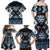 Personalised Taniko Motifs Aotearoa Family Matching Off Shoulder Maxi Dress and Hawaiian Shirt Waitangi Kowhaiwhai Kiwi - Blue