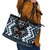 Personalised Taniko Motifs Aotearoa Leather Tote Bag Waitangi Kowhaiwhai Kiwi - Blue