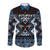 Personalised Taniko Motifs Aotearoa Long Sleeve Button Shirt Waitangi Kowhaiwhai Kiwi - Blue