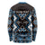 Personalised Taniko Motifs Aotearoa Long Sleeve Shirt Waitangi Kowhaiwhai Kiwi - Blue