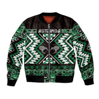 Personalised Taniko Motifs Aotearoa Bomber Jacket Waitangi Kowhaiwhai Kiwi - Green LT7 Unisex Green - Polynesian Pride