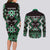 Personalised Taniko Motifs Aotearoa Couples Matching Long Sleeve Bodycon Dress and Long Sleeve Button Shirt Waitangi Kowhaiwhai Kiwi - Green