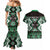 Personalised Taniko Motifs Aotearoa Couples Matching Mermaid Dress and Hawaiian Shirt Waitangi Kowhaiwhai Kiwi - Green