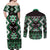 Personalised Taniko Motifs Aotearoa Couples Matching Off Shoulder Maxi Dress and Long Sleeve Button Shirt Waitangi Kowhaiwhai Kiwi - Green