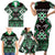 Personalised Taniko Motifs Aotearoa Family Matching Short Sleeve Bodycon Dress and Hawaiian Shirt Waitangi Kowhaiwhai Kiwi - Green