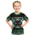 Personalised Taniko Motifs Aotearoa Kid T Shirt Waitangi Kowhaiwhai Kiwi - Green