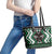 Personalised Taniko Motifs Aotearoa Leather Tote Bag Waitangi Kowhaiwhai Kiwi - Green