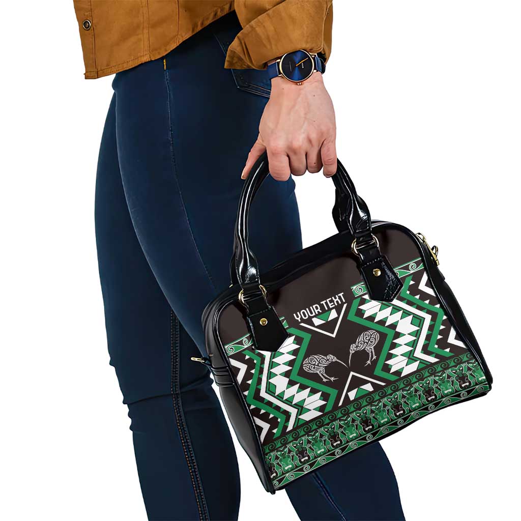 Personalised Taniko Motifs Aotearoa Shoulder Handbag Waitangi Kowhaiwhai Kiwi - Green LT7 - Polynesian Pride
