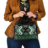 Personalised Taniko Motifs Aotearoa Shoulder Handbag Waitangi Kowhaiwhai Kiwi - Green LT7 - Polynesian Pride