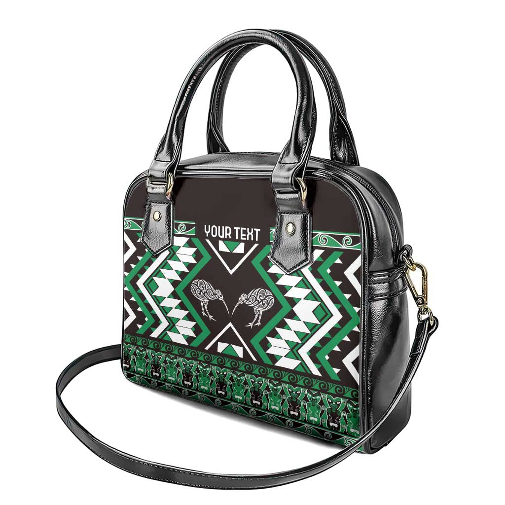 Personalised Taniko Motifs Aotearoa Shoulder Handbag Waitangi Kowhaiwhai Kiwi - Green LT7 - Polynesian Pride