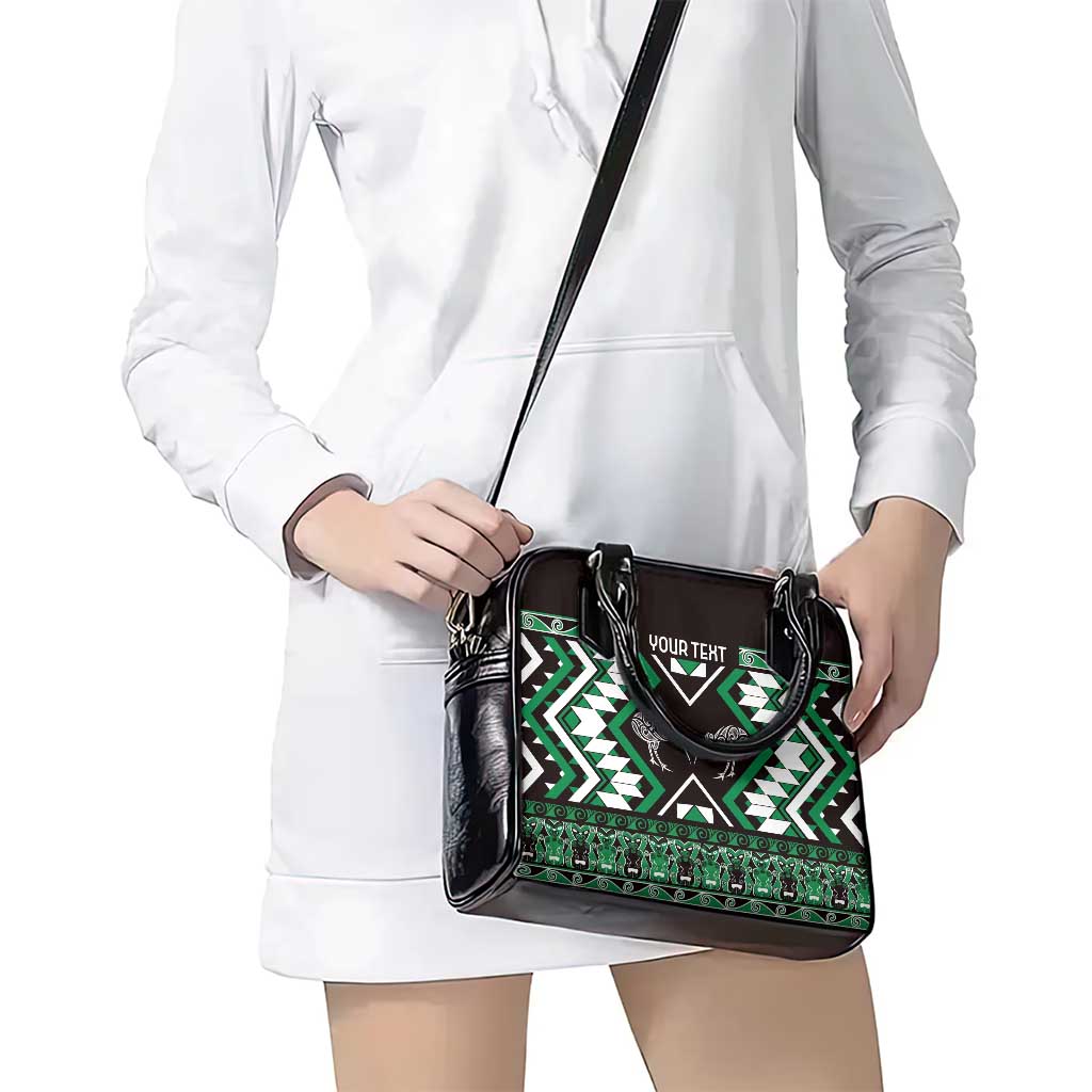 Personalised Taniko Motifs Aotearoa Shoulder Handbag Waitangi Kowhaiwhai Kiwi - Green LT7 - Polynesian Pride