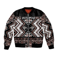Personalised Taniko Motifs Aotearoa Bomber Jacket Waitangi Kowhaiwhai Kiwi - Mocha LT7 Unisex Mocha - Polynesian Pride