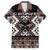 Personalised Taniko Motifs Aotearoa Family Matching Off The Shoulder Long Sleeve Dress and Hawaiian Shirt Waitangi Kowhaiwhai Kiwi - Mocha