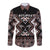 Personalised Taniko Motifs Aotearoa Long Sleeve Button Shirt Waitangi Kowhaiwhai Kiwi - Mocha