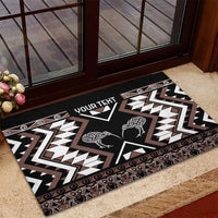 Personalised Taniko Motifs Aotearoa Rubber Doormat Waitangi Kowhaiwhai Kiwi - Mocha LT7 - Polynesian Pride