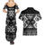 Personalised Taniko Motifs Aotearoa Couples Matching Summer Maxi Dress and Hawaiian Shirt Waitangi Kowhaiwhai Kiwi - Monochrome