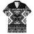 Personalised Taniko Motifs Aotearoa Family Matching Long Sleeve Bodycon Dress and Hawaiian Shirt Waitangi Kowhaiwhai Kiwi - Monochrome