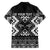 Personalised Taniko Motifs Aotearoa Family Matching Long Sleeve Bodycon Dress and Hawaiian Shirt Waitangi Kowhaiwhai Kiwi - Monochrome