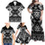 Personalised Taniko Motifs Aotearoa Family Matching Off Shoulder Maxi Dress and Hawaiian Shirt Waitangi Kowhaiwhai Kiwi - Monochrome