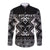 Personalised Taniko Motifs Aotearoa Long Sleeve Button Shirt Waitangi Kowhaiwhai Kiwi - Monochrome