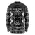 Personalised Taniko Motifs Aotearoa Long Sleeve Shirt Waitangi Kowhaiwhai Kiwi - Monochrome