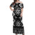 Personalised Taniko Motifs Aotearoa Off Shoulder Maxi Dress Waitangi Kowhaiwhai Kiwi - Monochrome