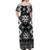 Personalised Taniko Motifs Aotearoa Off Shoulder Maxi Dress Waitangi Kowhaiwhai Kiwi - Monochrome