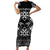 Personalised Taniko Motifs Aotearoa Short Sleeve Bodycon Dress Waitangi Kowhaiwhai Kiwi - Monochrome