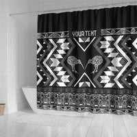 Personalised Taniko Motifs Aotearoa Shower Curtain Waitangi Kowhaiwhai Kiwi - Monochrome LT7 - Polynesian Pride