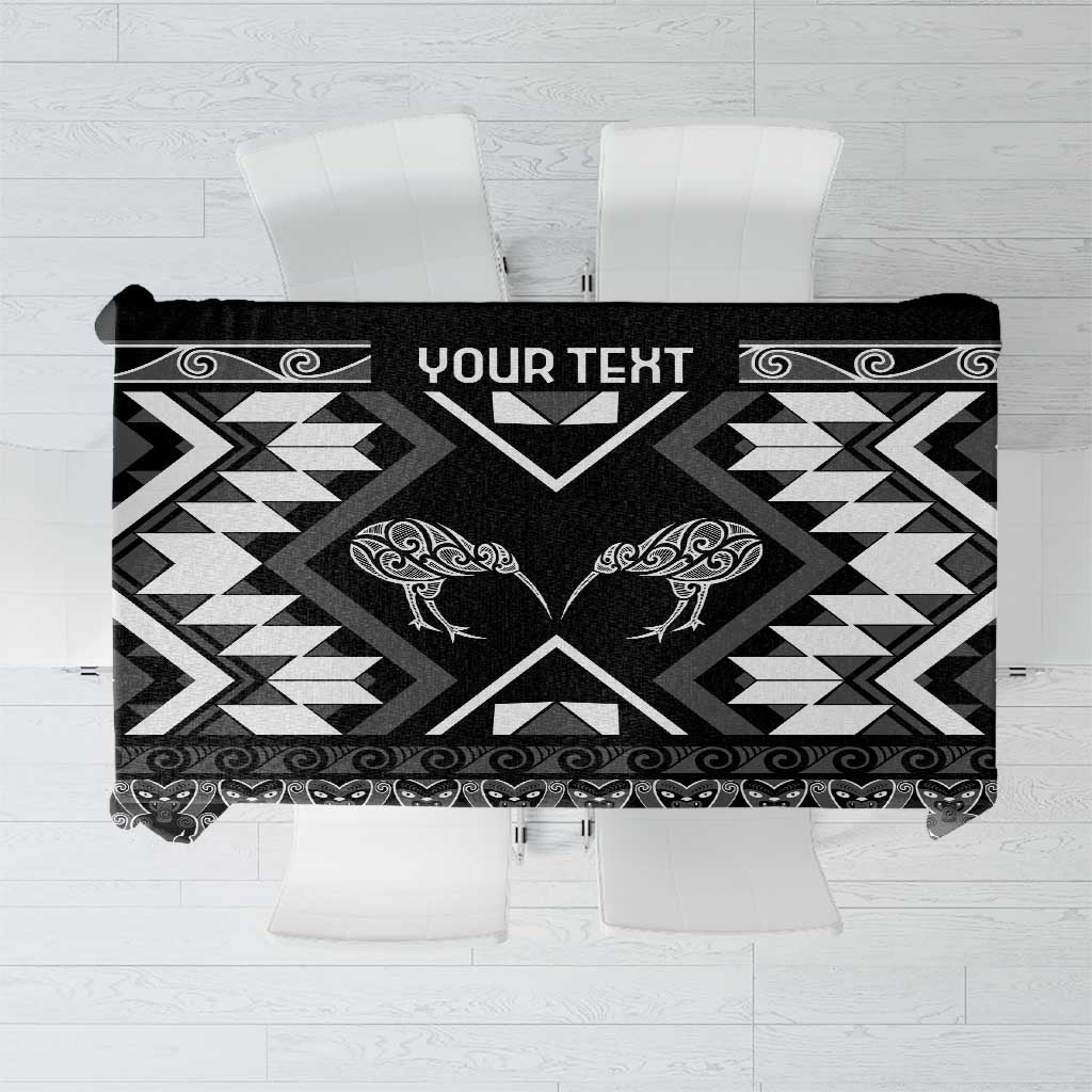 Personalised Taniko Motifs Aotearoa Tablecloth Waitangi Kowhaiwhai Kiwi - Monochrome