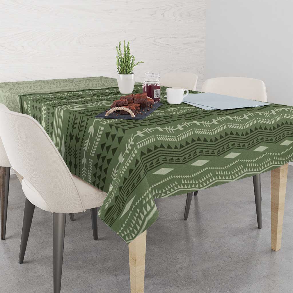 Vintage Sage Green Hawaiian Traditional Kapa Mix Flowers Lei Tablecloth LT7 - Polynesian Pride