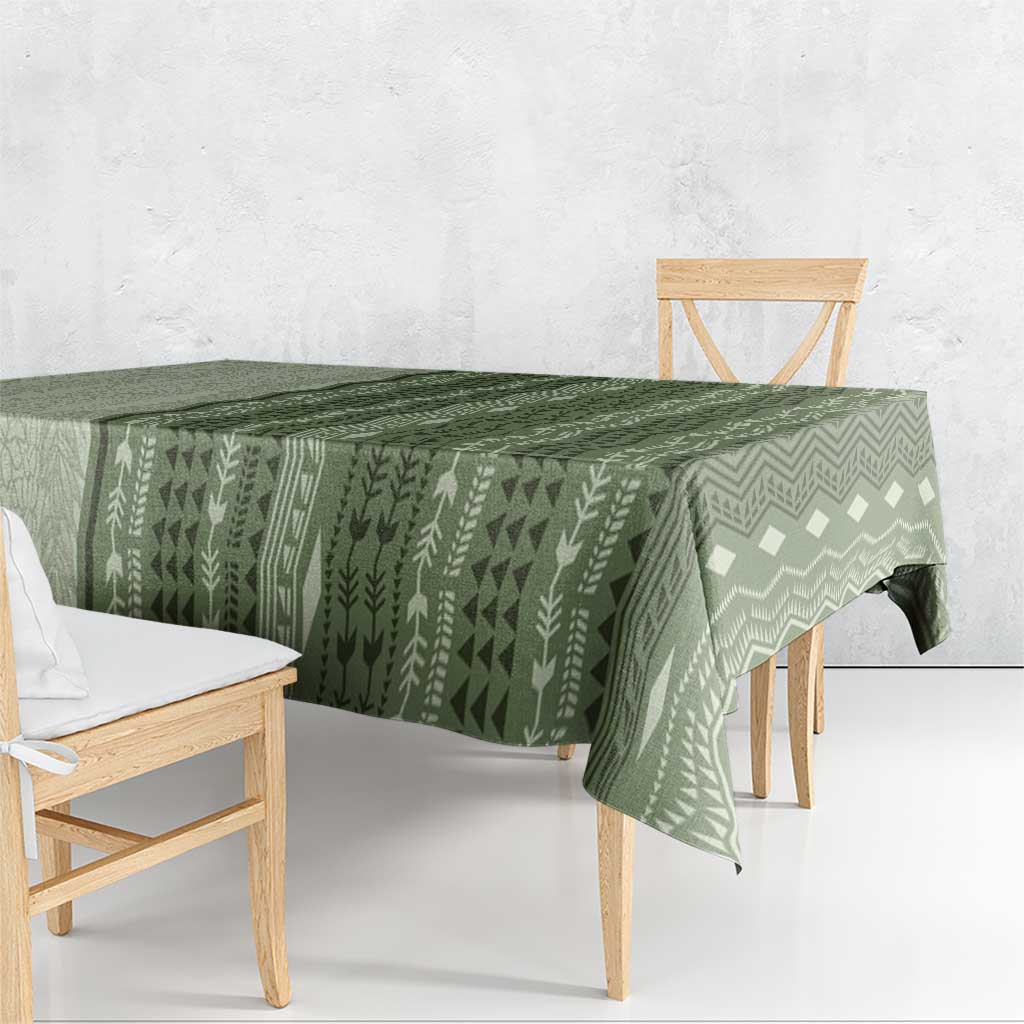Vintage Sage Green Hawaiian Traditional Kapa Mix Flowers Lei Tablecloth LT7 - Polynesian Pride