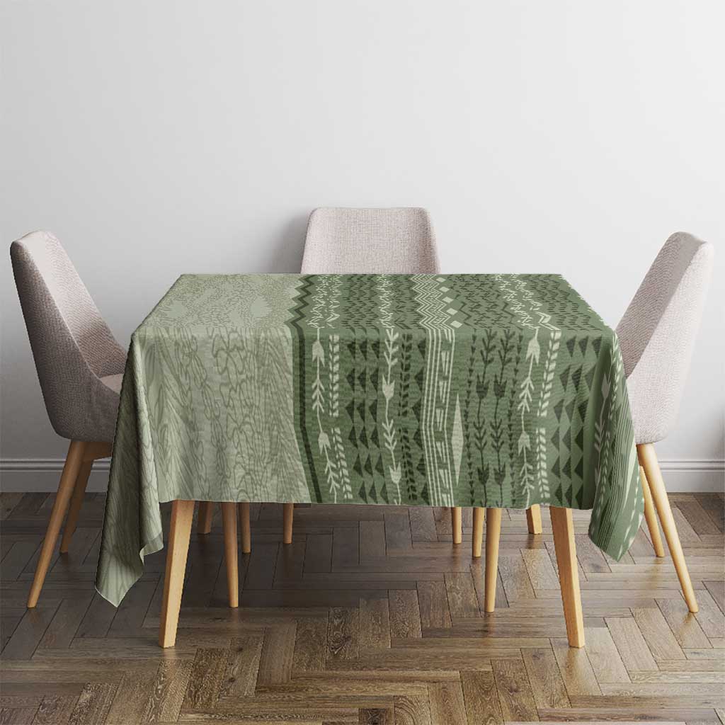 Vintage Sage Green Hawaiian Traditional Kapa Mix Flowers Lei Tablecloth LT7 - Polynesian Pride