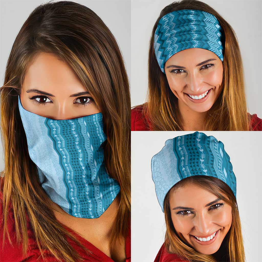 Vintage Cobalt Blue Hawaiian Traditional Kapa Mix Flowers Lei Neck Gaiter LT7 - Polynesian Pride